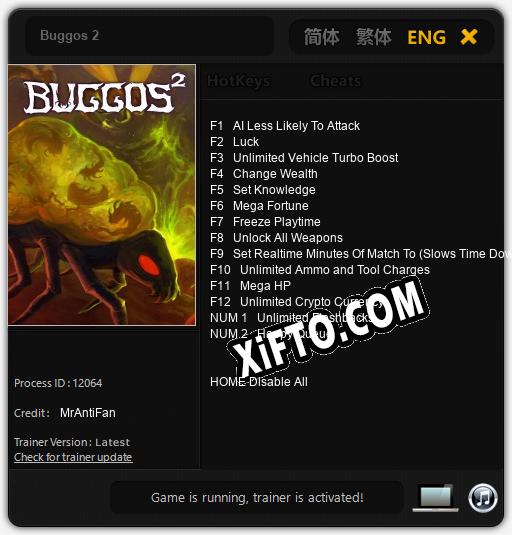 Buggos 2: Трейнер +14 [v1.3]