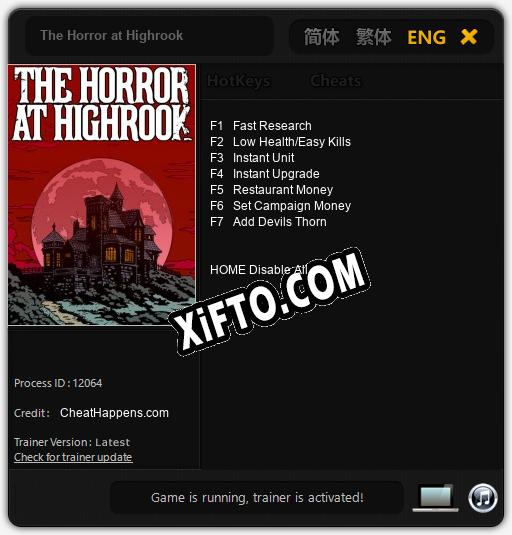 The Horror at Highrook: Трейнер +7 [v1.6]